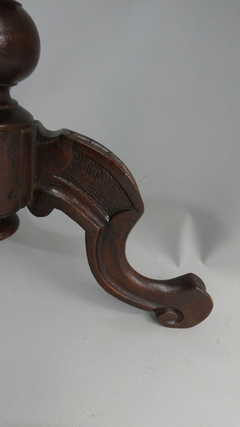 A Victorian Tripod Candle Stand with Circular Top Having Replacement Inlaid Bird Decoration, 70cm - Image 3 of 3