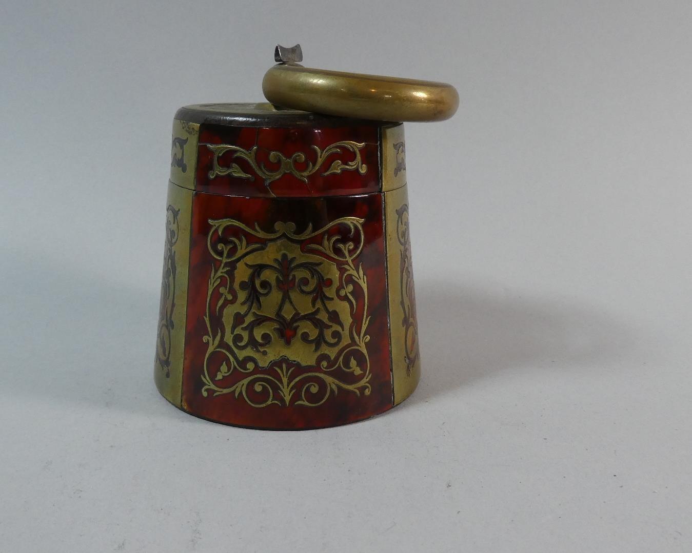 A Boulle Work Bed Chamber Stick with Snuffer together with Boulle Work Tapering Cylindrical Lidded - Image 6 of 12