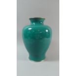 A Large Meiji Period Japanese Musen Wireless Cloisonne Pale Green Monochromed Enamelled Vase of