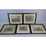A Collection of Five 19th Century Coloured Engravings of Racehorses with Jockeys. "Jerry", James