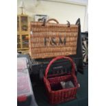 A Fortnum and Mason Wicker Basket, a Dukeshill Example and a Four Bottle Carrier