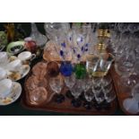 A Tray of Glassware to Include Dressing Table Set, Decanter, Drinking Glasses etc