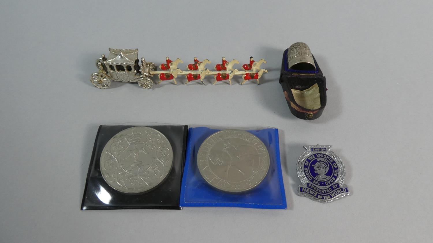 A Motoring Badge 'The Order Of The Knights Of The Road', a Cased Charles Horner 'Dorcas' Thimble,