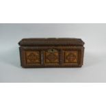 A 19th Century Tramp Art Box. The Front Inscribed RG 1891 with a Metal Carrying Handle and Keyhole