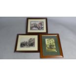 Three Framed Photographs and Prints Depicting Crown Hotel Shrewsbury, The Wyle Cop, Market Square
