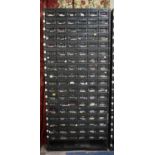 A Vintage Industrial Metal 108 Drawer Tool Cabinet, 90cm x 29cm Deep x 283cm High