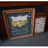 A Framed Reproduction Golfing Honours Board and a Framed Collection of Military Cigarette Cards