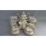 A Collection of Late 19th Century Coalport Grey, Gilt and White Teawares to Include Four Cups and