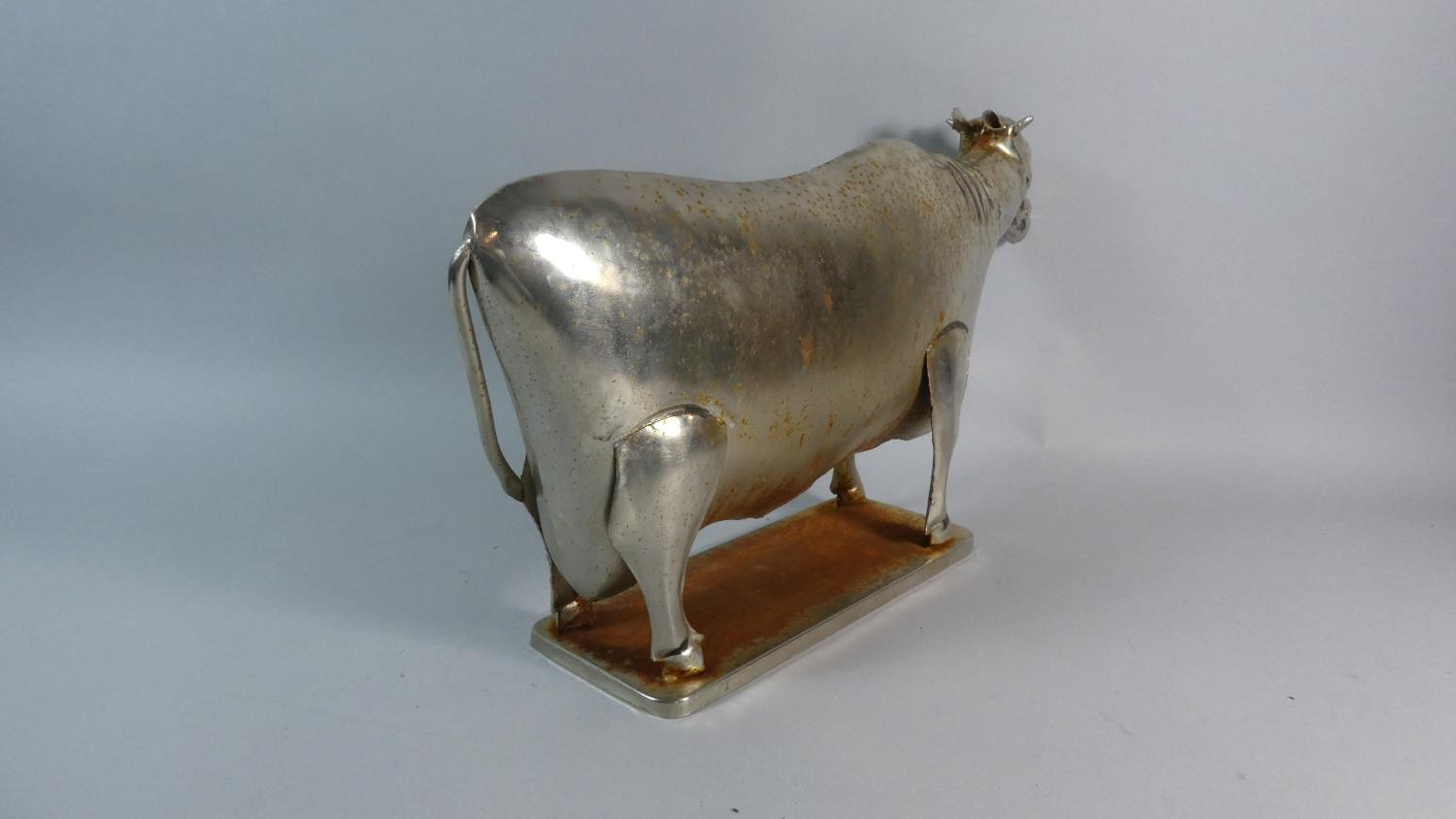 A Continental Butchers Shop Window Display, Metal Cow. 49cms Wide - Image 3 of 5