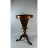 A Victorian Inlaid Tripod Work Table with Circular Chequer Board Top to Fitted Interior, 73.5cm High