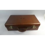 A Vintage Leather Suitcase Monogrammed EP, 61cm Wide