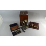 A Mahogany Cased Watson "Service" Microscope Together with Cased Sikes Hydrometer (Incomplete) and