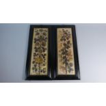 A Pair of Late 19th Century Arts and Crafts Painted Wooden Panels in their Original Ebonised Moulded