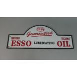 A Reproduction Painted Cast Metal Sign for ESSO Lubricating Oil , 47cm Wide (Plus VAT)