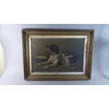 A Late 19th Century Gilt Framed Oil on Canvas Depicting Reclining Fox Hound 'Bang', Has Central
