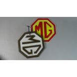 Two Reproduction Octagonal Cast Metal Wall Plaques for MG, The Largest 25cm Diameter (Plus VAT)