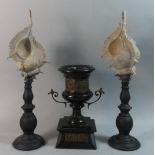 A French Ormolu Mounted Clock Garniture and Two Reproduction Examples in the Form of Seashells, 41cm