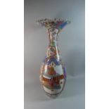 A Large Oriental 20th Century Vase with Wavy Rim, Some Damage to Top, 78cm High