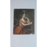 A 19th Century Oil on Copper Miniature Portrait of a Lady, 12.5cm x 10.5cm