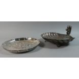 A Silver Plate on Copper Nut Dish Decorated in Relief with Fruit Together with a Silver Plated Nut