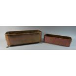 Two Rectangular Copper Planters, 37cm and 29.5cm