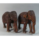 A Pair of Carved Indian Studies of Elephants, 21cm High
