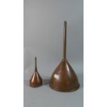 Two 19th Century Copper Wine Funnels, 30cm x 14cm High