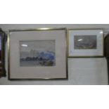 A 19th Century Framed Water Colour Depicting Reclining Figure Beside Continental Lake, 21cm Wide