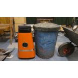 A Galvanised Garden Bin and a Paraffin Heater