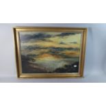 A Framed Oil on Board Depicting Sunset Over Beach, Signed L E Simmonds, 59cm Wide