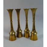 A Set of Four Danish Brass Candle Sticks in the Quistgaard Style, 18cm high