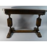An Edwardian Oak Crossbanded Rectangular Coffee Table with Bulbous Supports, 70cm Long