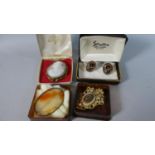 A Collection of Costume Jewellery to Include Cufflinks, Agate Brooch, Cameo etc