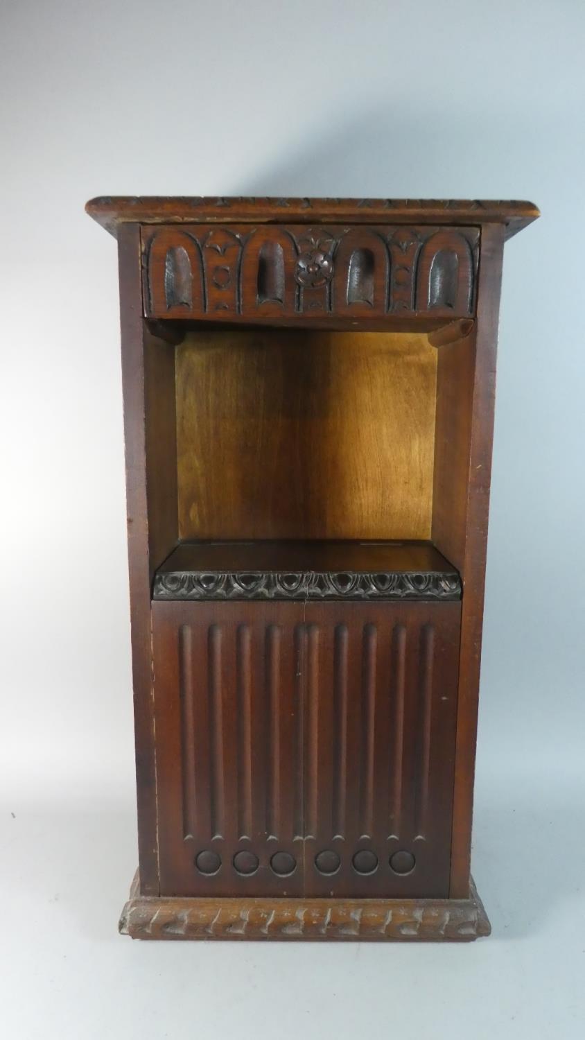 A Carved Wooden Side Cabinet with Reeded Decoration and Single Top Drawer, 41cm Wide - Image 2 of 2