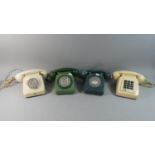 A Collection of Three Vintage Telephones and a Push Button Example