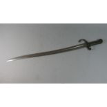 A 19th Century Brass Handled French Chassepot Pattern 1866 Rifle Bayonet with Ribbed Handle, Steel