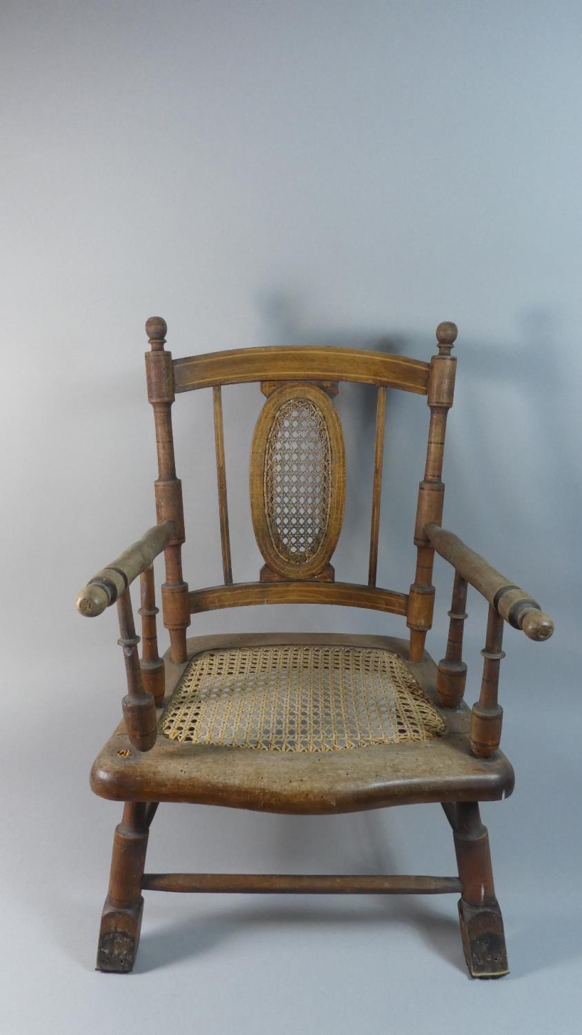 A Late 19th Century Inlaid Cane Seated and Back Childs Armchair, 59cm High - Image 2 of 2