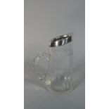 A Silver Rimmed Glass Water Jug, Birmingham Hallmark, 13.5cm High