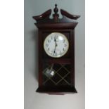 A Reproduction Mahogany Cased Wall Clock with Westminster Chime Quartz Movement, 57cm High