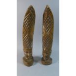 A Pair of Carved Wooden African Tribal Busts of Gent and Lady with Extended Hats, Each 38cm high