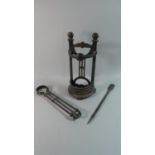 An Arts and Crafts Cast Iron Fire Companion Set, Reg. 639337 Complete with Poker and Tongs, 28.5cm