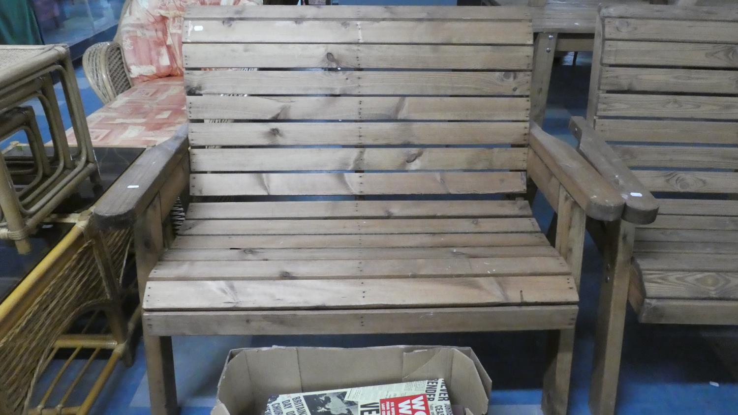 A Wooden Two Seater Garden Bench, 119cm Wide