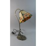 A Brass Desk Top Table Lamp with Tiffany Style Shade, 46cm High