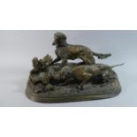 A 19th Century French Patinated Bronze Animal Group depicting Pointer and Setter marking a