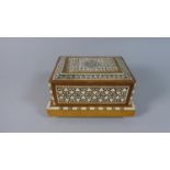 An Indian Inlaid Musical Cigarette Box with Cantilevered Interior, 17cm Wide