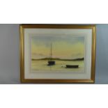 A Framed Watercolour Depicting Yacht at Anchor, Signed A Veal 1986, 53cm Wide