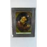 An Ebonised Framed Reverse Painting on Glass Depicting Portrait of St. Peter, 19th Century, 46cm