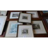 A Collection of Six Framed Prints and Coloured Etchings