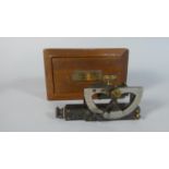 A Brass Pocket Military Inclinometer Stamped Wilson, London, IV No.2449 1918 in Unrelated Wooden Box