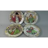 A Set of four Royal Doulton Decorated Plates, The Squire, The Falconer, The Jester and The Hunting